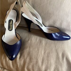 DANIELA VETEES Vintage Blue & White Heels 7
